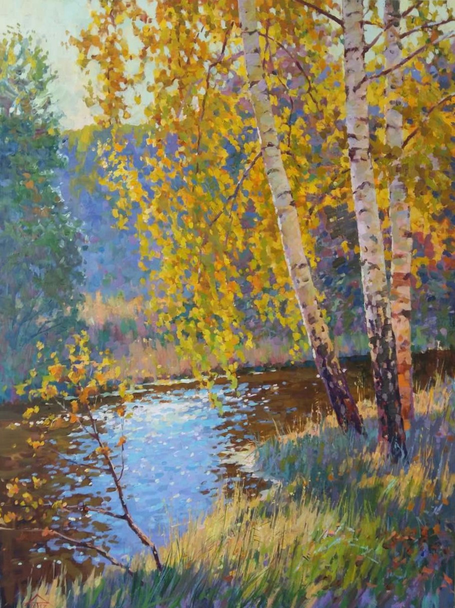Golden birches, 2017, oil on canvas 120x80cm.
